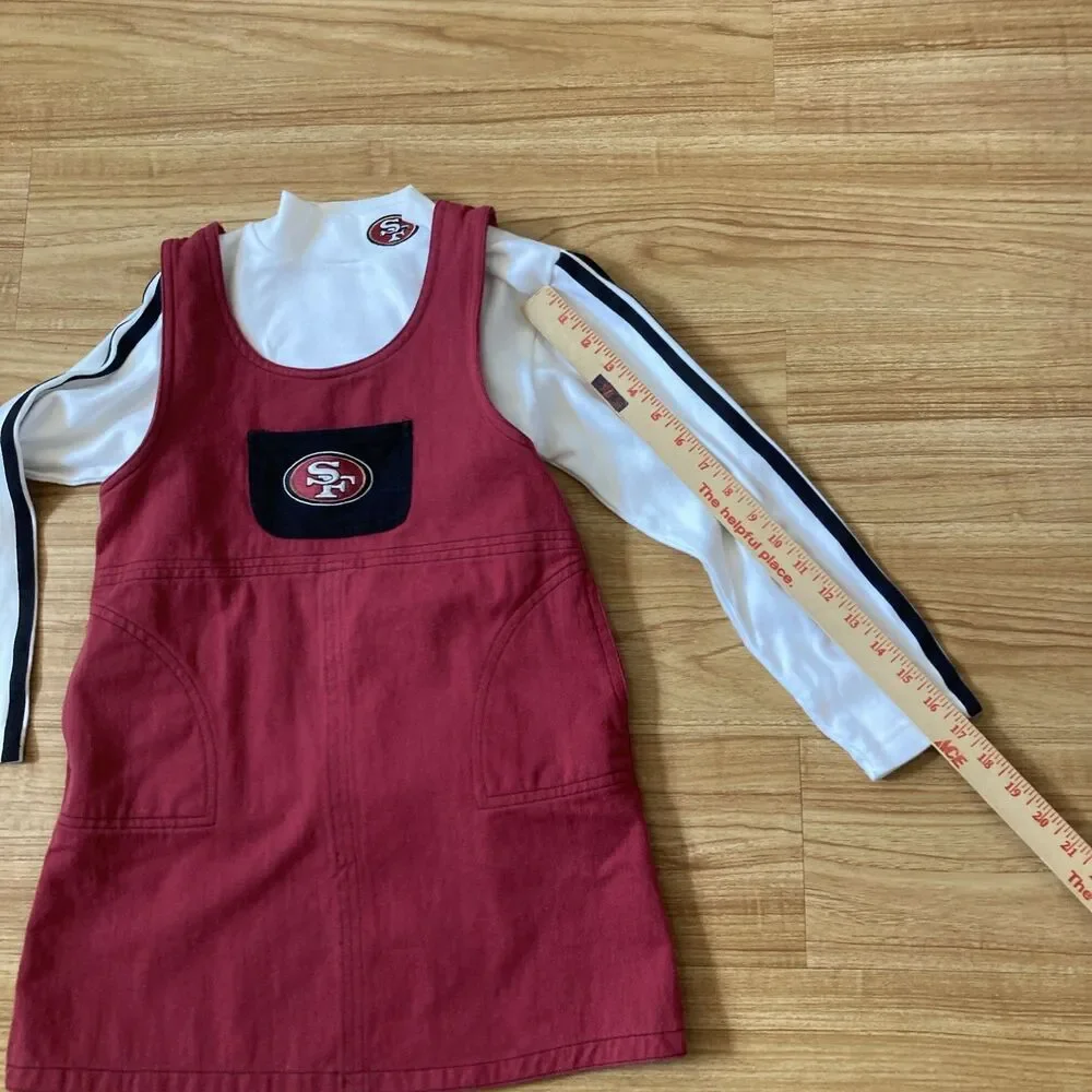San Francisco 49ers Girls 6X Red Jumper & White Long Sleeve Shirt Football VTG